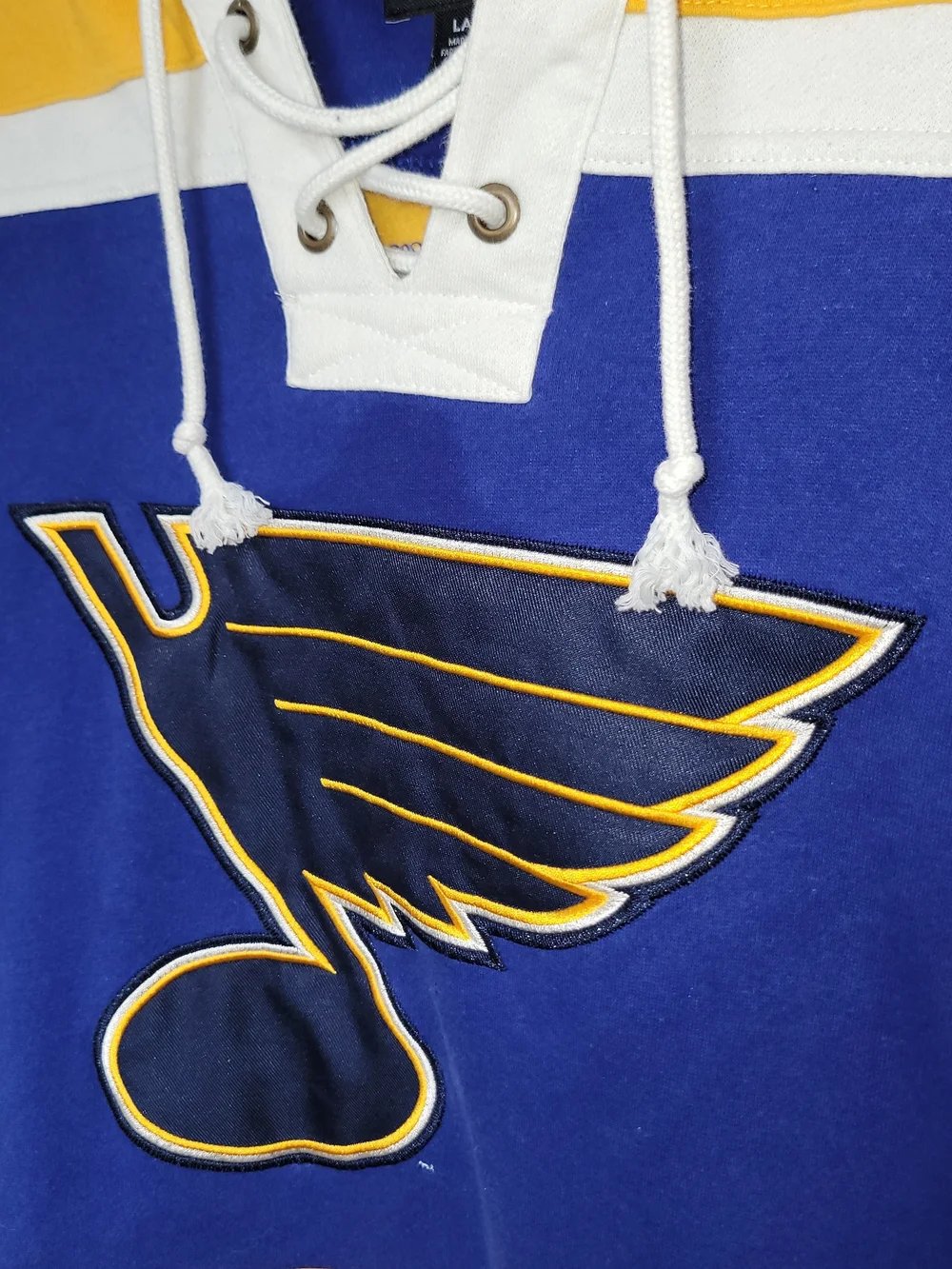 47 Brand St. Louis Blues Hooded Hockey Sweater - Royal Blue & Yellow Size L